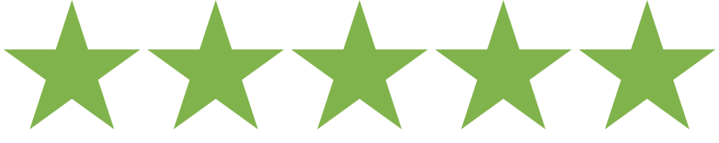 Five green stars in a row